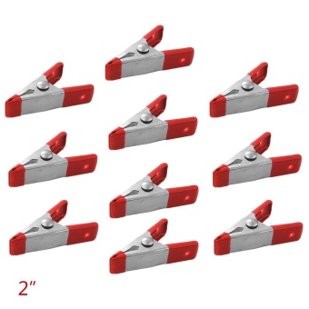 10pcs 2 Mini Metal Heavy Duty Spring Clamps Crocodile Clip Red Plastic Tips Tool Clips Grip Holder HT395"