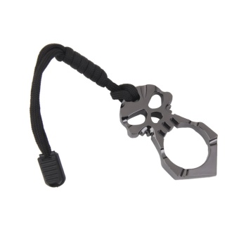 BolehDeals Portable Pocket Zinc alloy Skull EDC Ring Emergency Tool (Black)