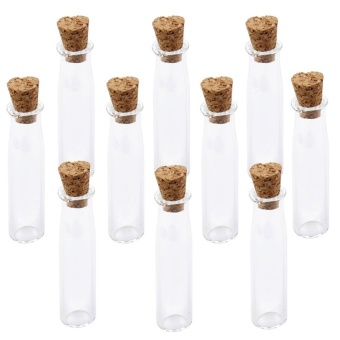 10pcs Cylinder Shape Mini Glass Bottles Jars with Cork Wish Note Craft Bottle (Clear)