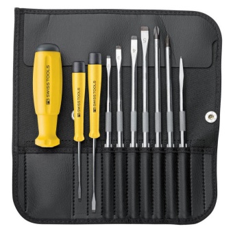 PB Swiss Tools ชุดไขควง ด้ามกันไฟฟ้าสถิตย์ 10 ตัวชุด พร้อมซองหนัง รุ่น 8215 ESD