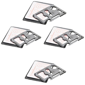 4PCs Multi-function 11-in-1 Stainless Steel Card Style Knife Tool (Black)