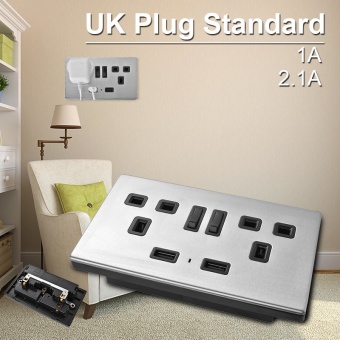 Wall Socket Dual 2 USB Plug Power Supply Plate with Switch 1000mA UK Plug HS782 - intl
