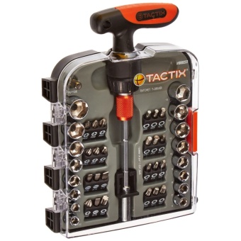 Tactix 900237 ไขควงชุด ไขควง+บล็อค 43 ตัว/ชุด Screwdriver Handle Set, Black/Orange, 43-Piece