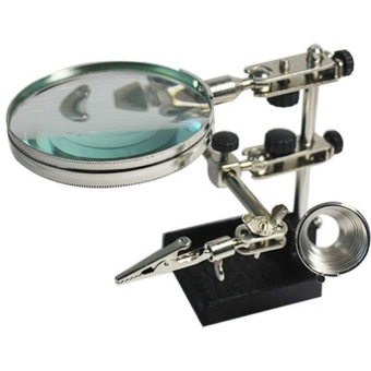 Magnifier 2 Alligator Clamps Helping Hand Soldering Stand Station 3rd Hand (Silver)