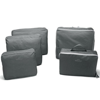 YBC 5pcs Portable Travel Storage Clothes Luggage Zipped Pouch Bag Grey