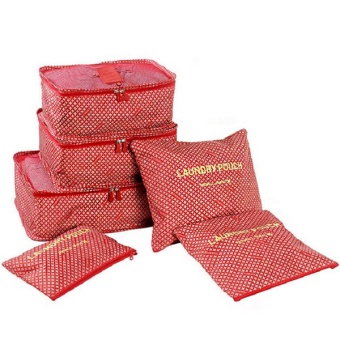 RICHCOCO กระเป๋าจัดระเบียบเซ็ท 6 ใบ กันน้ำ ลายRed Lotus