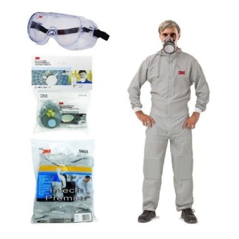 3M Large ชุดป้องกันยาฆ่าแมลง ซักได้ +หน้ากากพร้อมตลับกรอง+แว่นกันสาร(Grey)