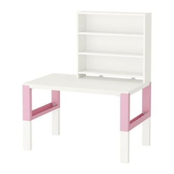 โต๊ะเด็กพร้อมชั้นวางของ ปรับความสูงได้ 3ระดับ สีขาว-ชมพู ขนาด 96x58ซม. HappyHome(Pink)