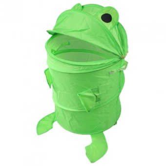 Cartoon Laundry Toy Bin Storage Foldable Basket Kids Hamper Green Frog - Intl