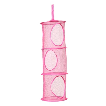 3 Shelf Hanging Storage Net Kids Toy Organizer Bag Bedroom Wall Red