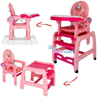 SmartKidsChair เก้าอี้ทานข้าวเด็กพร้อมโต๊ะเด็กและเก้าอี้เด็ก แบบ 3in1 รุ่น KC-3In1-B สีชมพู(Pink)