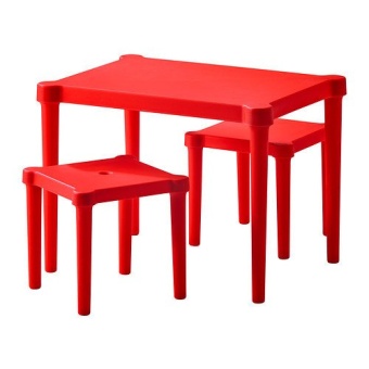 ชุดโต๊ะเด็ก พร้อมเก้าอี้ 2ตัว สีแดง HappyHome