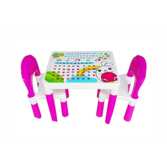 OK Furniture ชุดโต๊ะและเก้าอี้เด็กพลาสติก Family Set (สีชมพู)