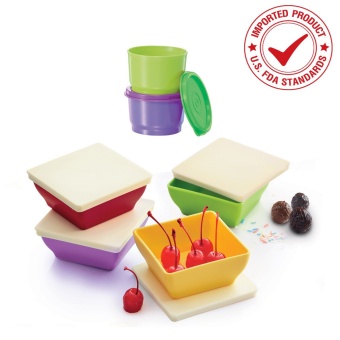 Tupperware กล่องอาหารทัพเพอร์แวร์ รุ่นกิโมโนมินิ 4 ชิ้น 200 มล + ถ้วยสแน็กคัพ 2 ใบ 110 มล.