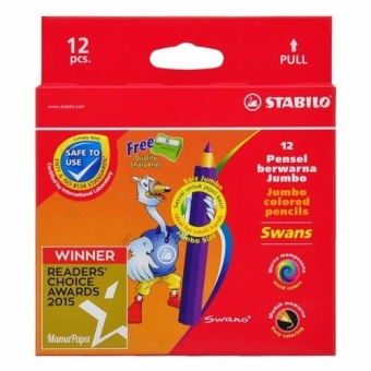 STABILO Swans Jumbo Short สีไม้ สีไม้ไส้ขนาดใหญ่พิเศษ ชุด 12 สี