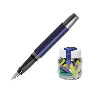 Online Pen Germany ปากกา Fountain Pen Campus Color Line Nip: M (Metallic Blue) + หมึกหลอด(1x60) จำนวน 1 กระปุก ( Blue)
