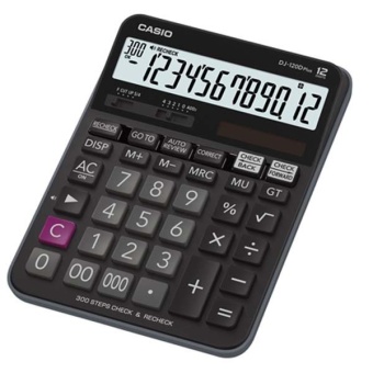 CASIO เครื่องคิดเลข ตั้งโต๊ะ หน้าจอ 12 หลัก รุ่น DJ-120D Plus (สีดำ)