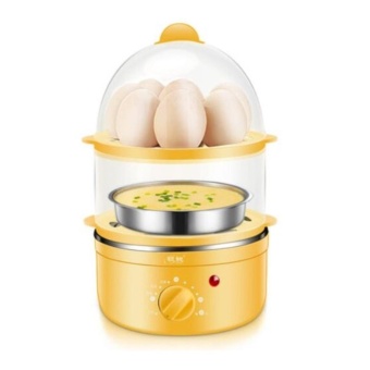 DJSHOP เครื่องต้มไข่ หม้อนึ่งอเนกประสงค์ 2 ชั้น แบบตั้งเวลาได้ XB-EC03 (สีเหลือง)(Yellow)