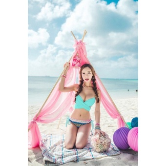 LALANG Women Sexy Printed Bikini Set Swimwear Blue