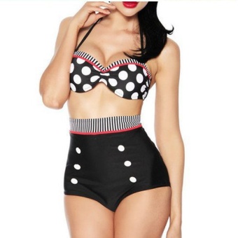 Venus queen Women&#039;s Polka Dots Vintage Sexy Plus Size High Waist Summer Neoprene Bikini Swimsuit Swimwear