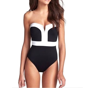 Whyus Sexy Women V-neck Cut Tight One-piece Beach Bikini Monokini Swimsuit Swimwear (Intl)