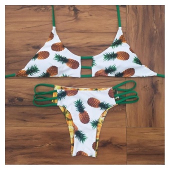 PAlight Cute Pineapple Print Swimwear Bikini Set (White)
