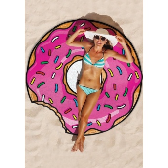Women Sunblock Pizza Donut Round Fashion Pool Home Beach Towel Blanket