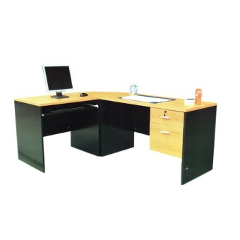 RF Furniture ชุดโต๊ะทำงานเข้ามุม หน้าท็อปผิวเมลามีน รุ่น ปาล์มมี่ ( สีเชอร์ร่/ดำ )