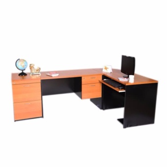 RF Furniture ชุดโต๊ะทำงานเข้ามุม TB-120 สีเชอร์รี/ดำ(Black)