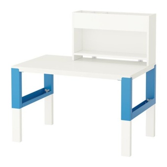 Ibiza Decor โต๊ะขนาด 96x58 ซม. พร้อมชั้นวางบนโต๊ะ (White-Blue)