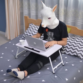 Mylazydesk โต๊ะบนเตียง โต๊ะญี่ปุ่นพับได้ มีช่อง Ipad/Iphone รุ่น Q-1Z White ขนาด 60x40x30 cm