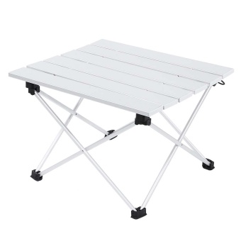 Aluminum Alloy Table Foldable Desk Outdoor Camping Accessory (SMALL SIZE) (White)