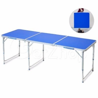 Getservice โต๊ะตั้งแคมป์ ชุดโต๊ะปิคนิคพับได้ โต๊ะอลูมิเนียม สำหรับ 6 คน (สีน้ำเงิน)(Blue)
