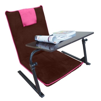 Mylazydesk เบาะนั่งสมาธิ + โต๊ะหนังสือ โต๊ะพับญี่ปุ่น แพคคู่ J01(ลายไม้เข้ม) + H05 (น้ำตาล-ชมพู)
