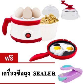 GetZhop เครื่องทำป๊อบคอร์น ต้มไข่ กระทะทอด 3 in 1 รุ่น YS-619 -(Red) แถมฟรี! เครื่องซีล ปิดปากถุง (สีม่วง/ฟ้า)