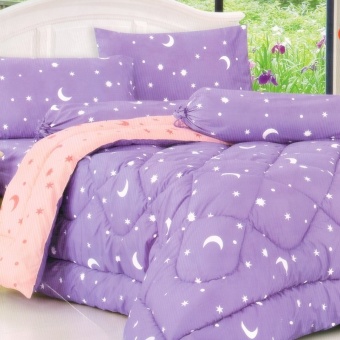 FD Premium ผ้าปูที่นอน 3.5ฟุต 3ชิ้น รุ่น 3AA074 ลายดาว (สีม่วง)