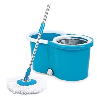 อุปกรณ์ไม้ถูพื้น ถังปั่นสแตนเลส มีหัวถูพื้น 2 ชิ้น (สีน้ำเงิน) GM022