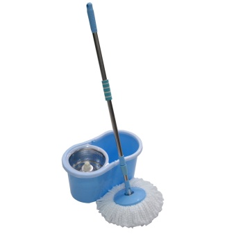 D Clean ไม้ถูพื้น 360 องศา ถังปั่น สแตนเลส พร้อมผ้าม๊อบ 2 ผืน (Blue)