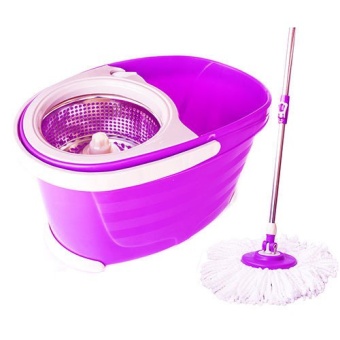 Spin Mop ชุดถังปั่นม๊อบสแตนเลส พร้อมไม้ม๊อบและผ้าม๊อบ 2 ผืนรุ่น Value (สีม่วง)