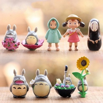 9pcs/Set Mini My Neighbor Totoro Family Figure DIY Moss Micro Landscape Toys Multi