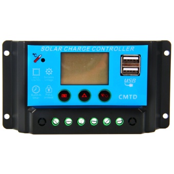 เครื่องควบคุมประจุ 10A 12V/24V LCD Display PWM Solar Panel Regulator Charge Controller USB 