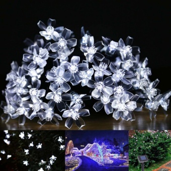 Waterproof Peach Flower Blossom 20-LED Solar LED Decorative Garden Outdoor Christmas Light (White)