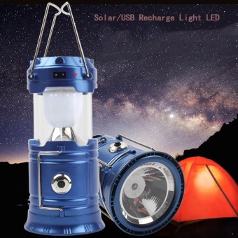 MP.DC แบทสำรองตะเกียง Outdoor LED Solar Camping Light & Flashlight & USB Power Bank Tent Lamp Lantern (สีน้ำเงิน)