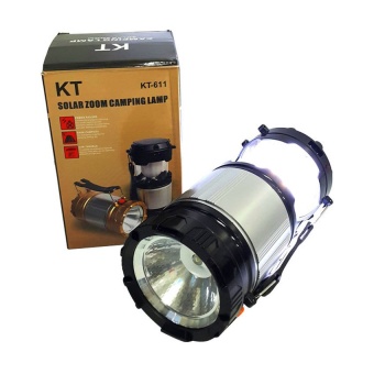 LOTTE ตะเกียงไฟฉาย โซล่าเซล ตั้งได้/แขวนได้ 2in1 ดึงขึ้น/ลงได้ Camping Solar Zoom (Silver/Black)