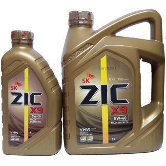 Zic X9 SAE 5W-40นํ้ามันหล่อลื่นเครื่องยนต์เบนซิน สูตรสังเคราะห์แท้100% (4ลิตร+ฟรี1ลิตร)