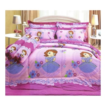 Jessica ชุดเครื่องนอนลาย โซเฟีย Sofia The First สีชมพู รวมผ้านวม รุ่น SF001(ชุดปู+นวม 6 ฟุต)