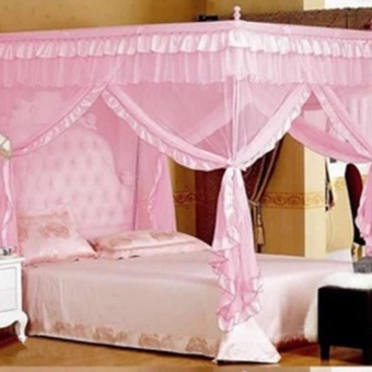 JOY Pink Court Style Princess Lace Mosquito Net