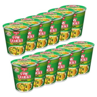 NISSIN นิสชิน บะหมี่กึ่งสำเร็จรูป คัพ รสหมูสับ 60 กรัม (แพ็ค 12 ถ้วย)