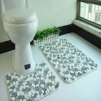Stone Bath Pedestal Non Slip Comfy Carpet Floor Pedestal Mat 2 Pieces Washable