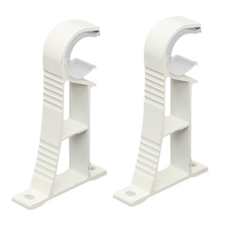 2 PCS Curtain Rod Drapery Pole Single Aluminum Alloy Bracket White